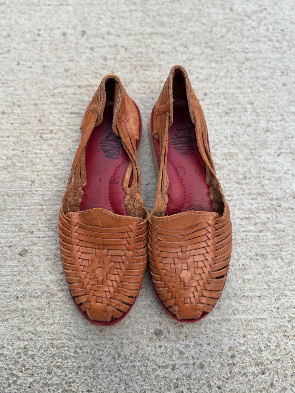 Vintage Esprit Woven Leather Huarache Sandals Tan Brown Boho Flats Size 6